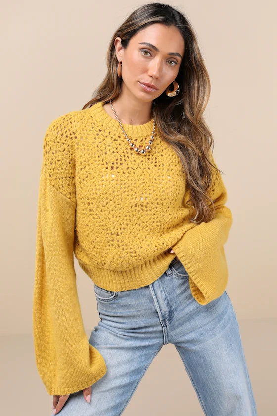 Women's Cropped Crochet Sweater